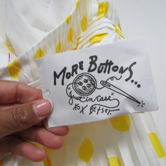 Betsey Johnson Y2K Yellow Polka Dots Pleated Halter Backless Dress Size 10 NEW - Picture 7 of 7